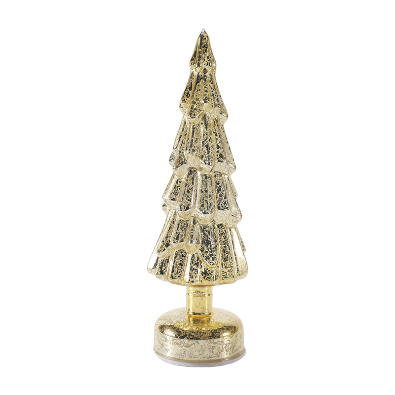 10×35 cm roterende juletre i klart glass med varm LED-glød