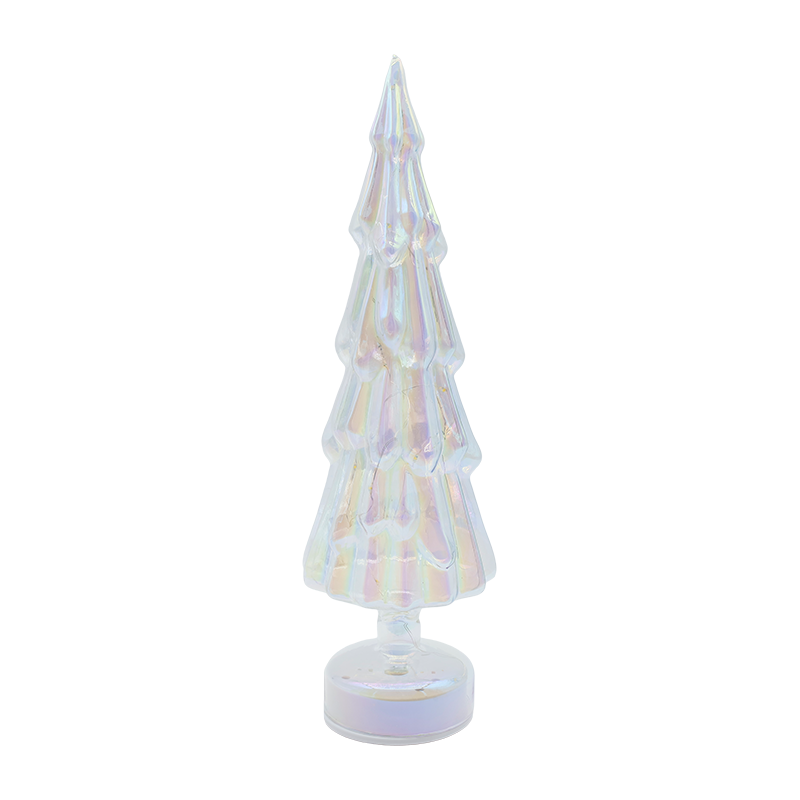 10×35 cm roterende juletre i klart glass med varm LED-glød