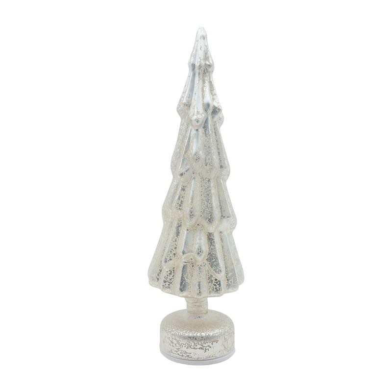 10×35 cm roterende juletre i klart glass med varm LED-glød