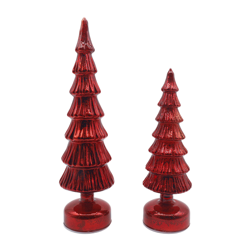 10×28 og 10×33 cm roterende juletresett i glass - 2-delt festdekor