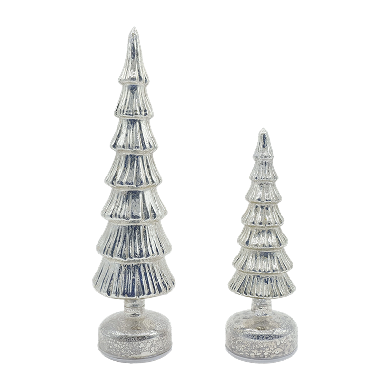 10×28 og 10×33 cm roterende juletresett i glass - 2-delt festdekor