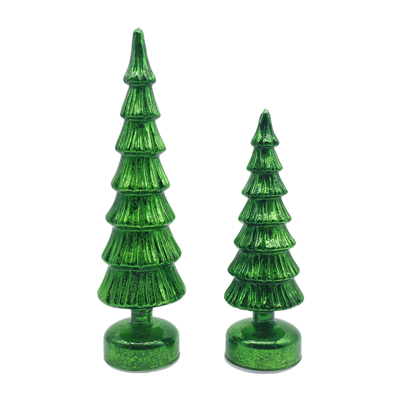 10×28 og 10×33 cm roterende juletresett i glass - 2-delt festdekor