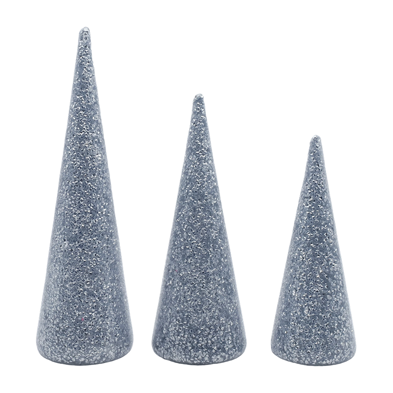 8×20/9×25/10×30 cm 3-delt juletresett i glitret glass med innebygde LED-lys