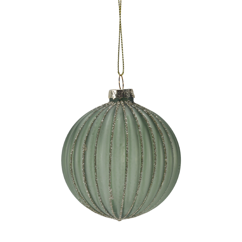 8 cm Morandi Stripe Juleglassballpynt (enkelt / sett med 3)