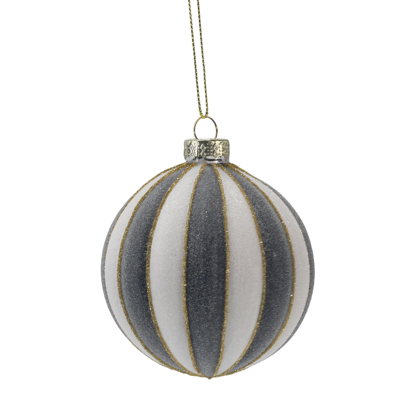 8 cm Retro Pledd og Stripe Juleglassballpynt (enkelt / sett med 3)
