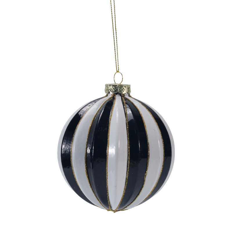 8 cm Retro Pledd og Stripe Juleglassballpynt (enkelt / sett med 3)