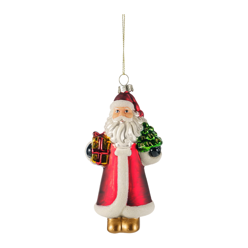 Håndmalte julepynt i blåst glass