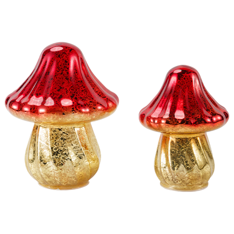 Håndlaget Gradient Mercury Glass Mushroom Ornament