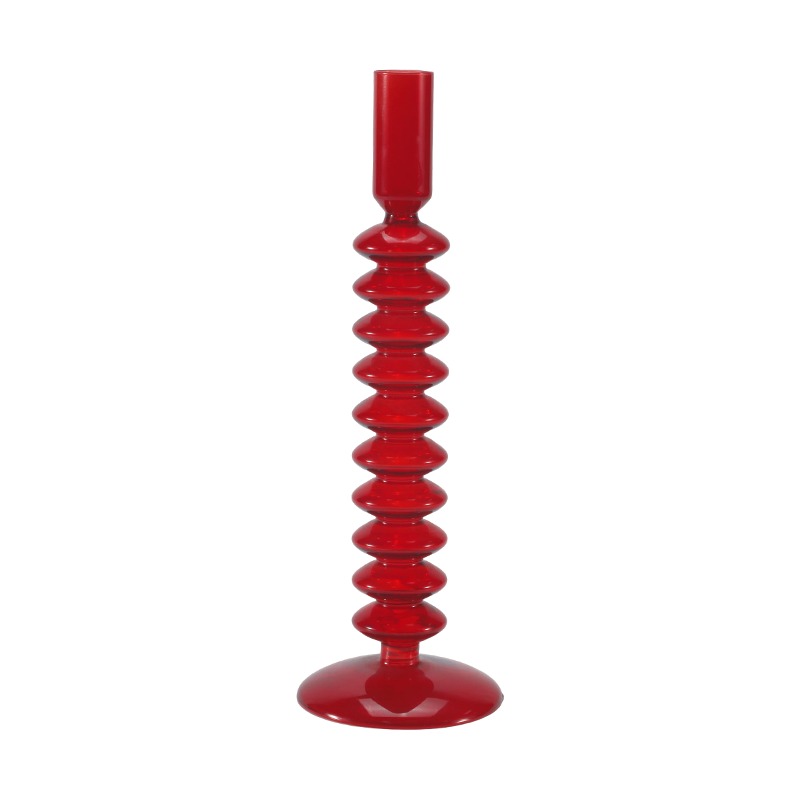 8*20Rød stablet Bubble Glass lysestake