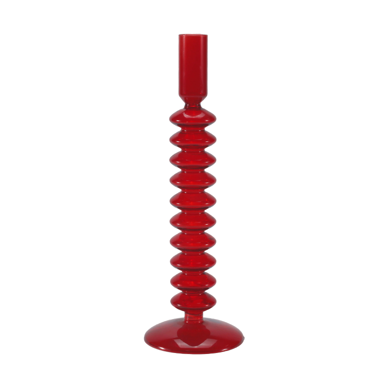 8*20Rød stablet Bubble Glass lysestake