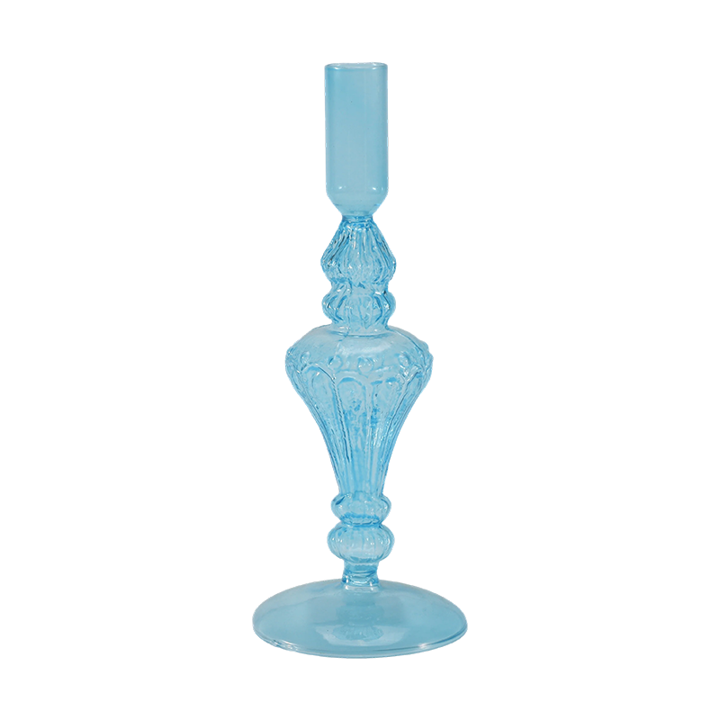 18 cm fargerik glass lysestakesamling