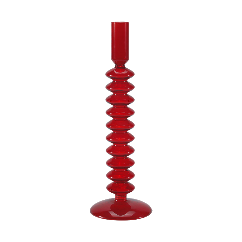 8*20Rød stablet Bubble Glass lysestake
