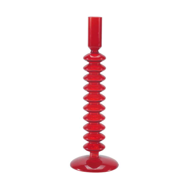 8*20Rød stablet Bubble Glass lysestake