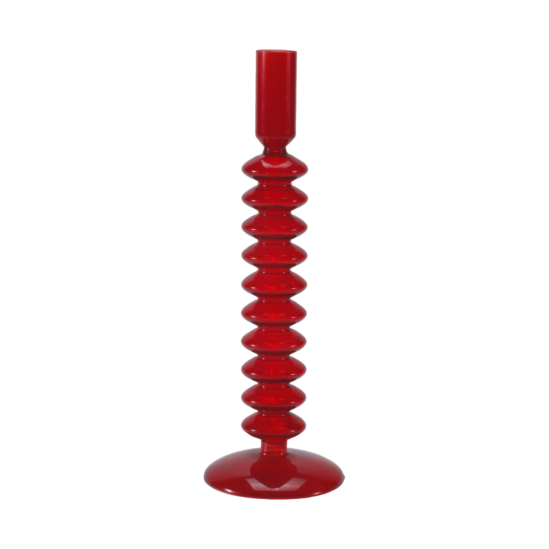 8*20Rød stablet Bubble Glass lysestake