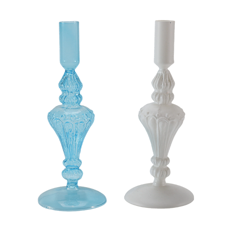 18 cm fargerik glass lysestakesamling