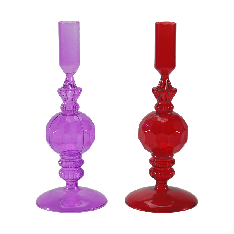 18 cm fargerik glass lysestakesamling