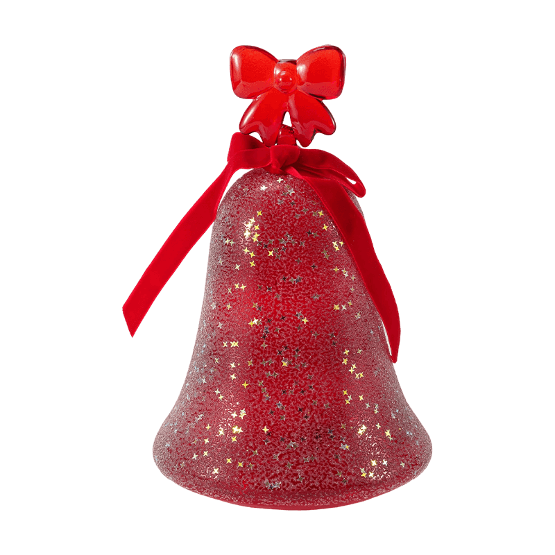 Mercury Glass Angel Figurine / Frosted / Glitter Glass Bell Decor (med LED)