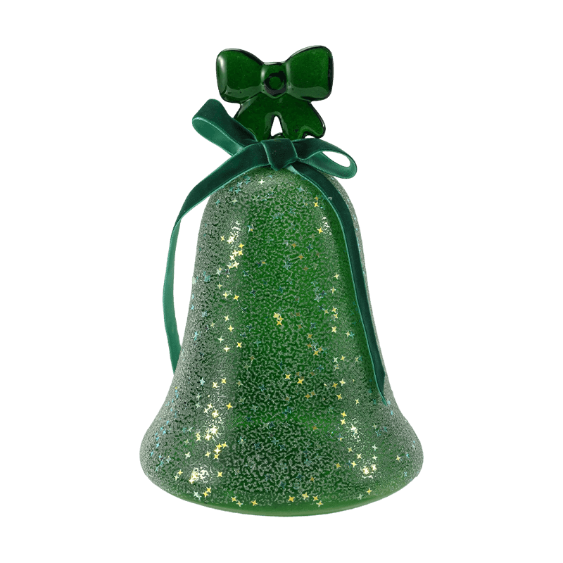 Mercury Glass Angel Figurine / Frosted / Glitter Glass Bell Decor (med LED)