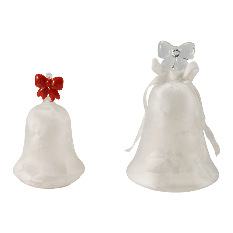 Mercury Glass Angel Figurine / Frosted / Glitter Glass Bell Decor (med LED)