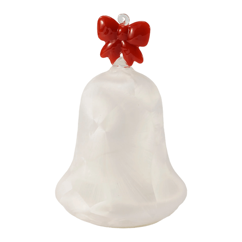 Mercury Glass Angel Figurine / Frosted / Glitter Glass Bell Decor (med LED)