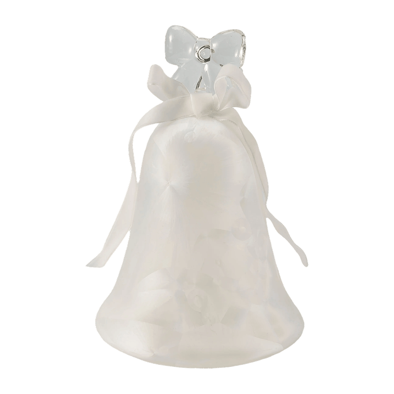 Mercury Glass Angel Figurine / Frosted / Glitter Glass Bell Decor (med LED)