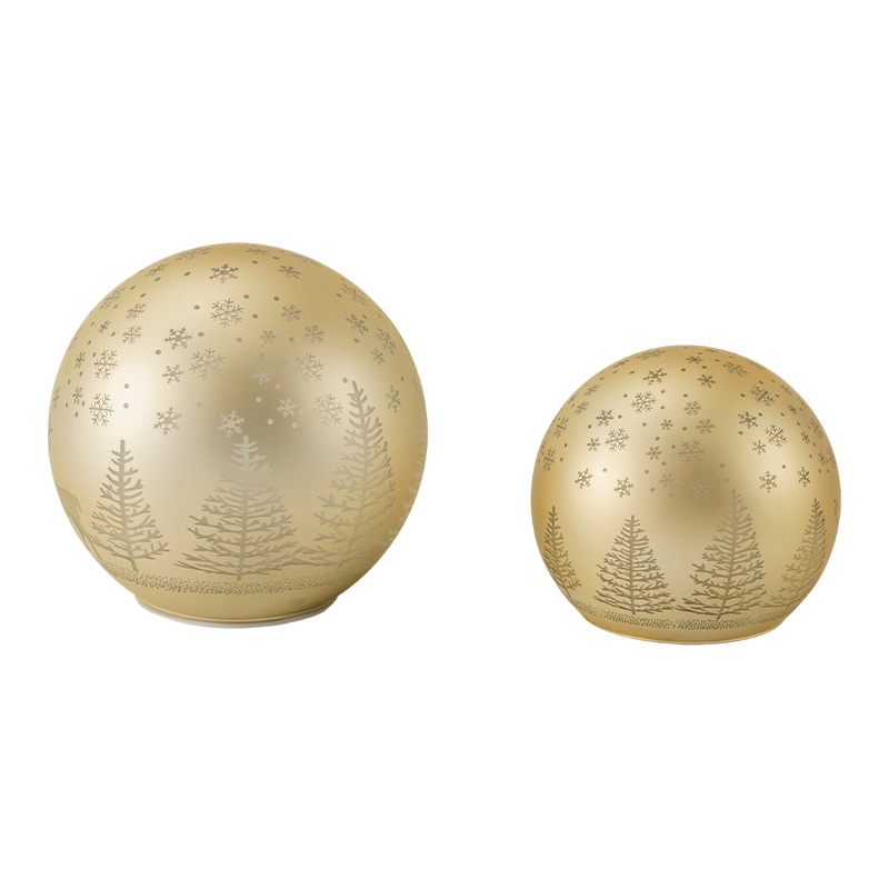 Golden Forest Scene LED Ball / Rød-Hvit Stripe Ornament LED Ball (med LED)