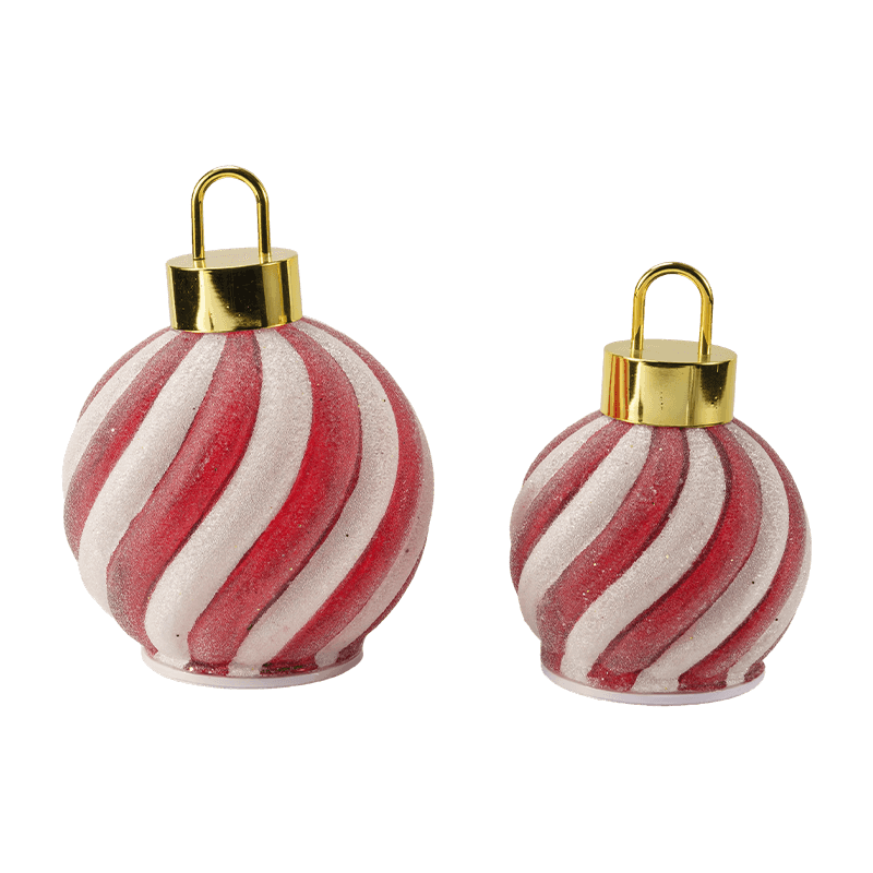 Golden Forest Scene LED Ball / Rød-Hvit Stripe Ornament LED Ball (med LED)