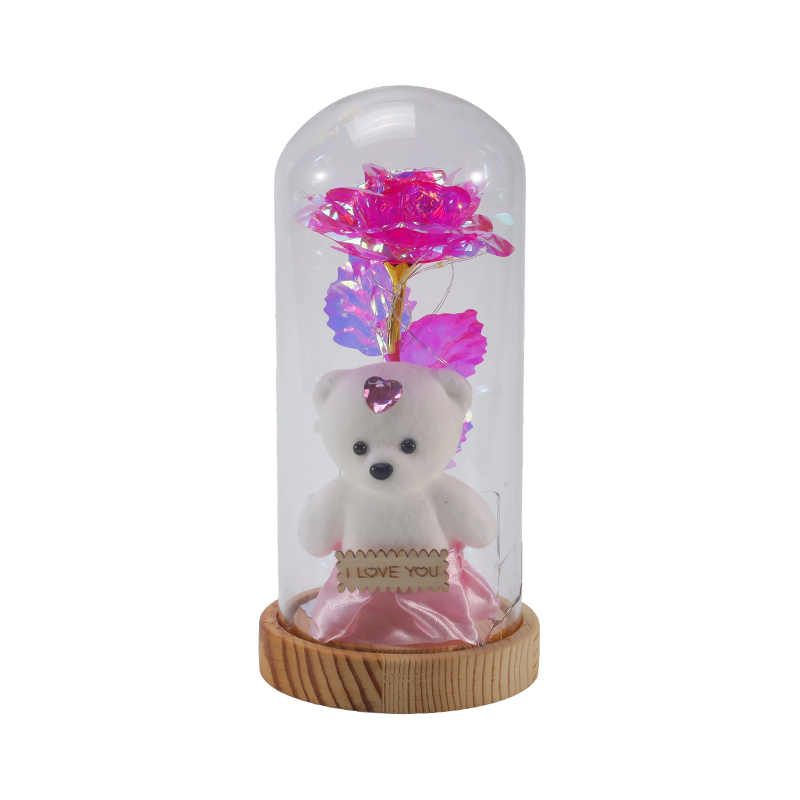 Galaxy Rose Glass Cloche Light (med/uten teddybjørn, flere farger)