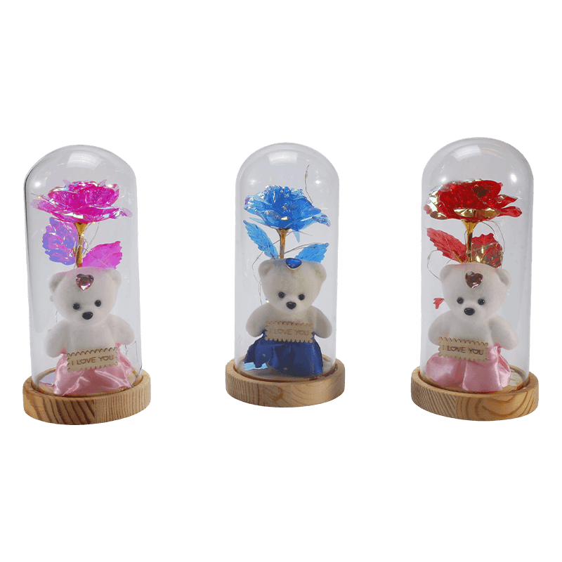 Galaxy Rose Glass Cloche Light (med/uten teddybjørn, flere farger)