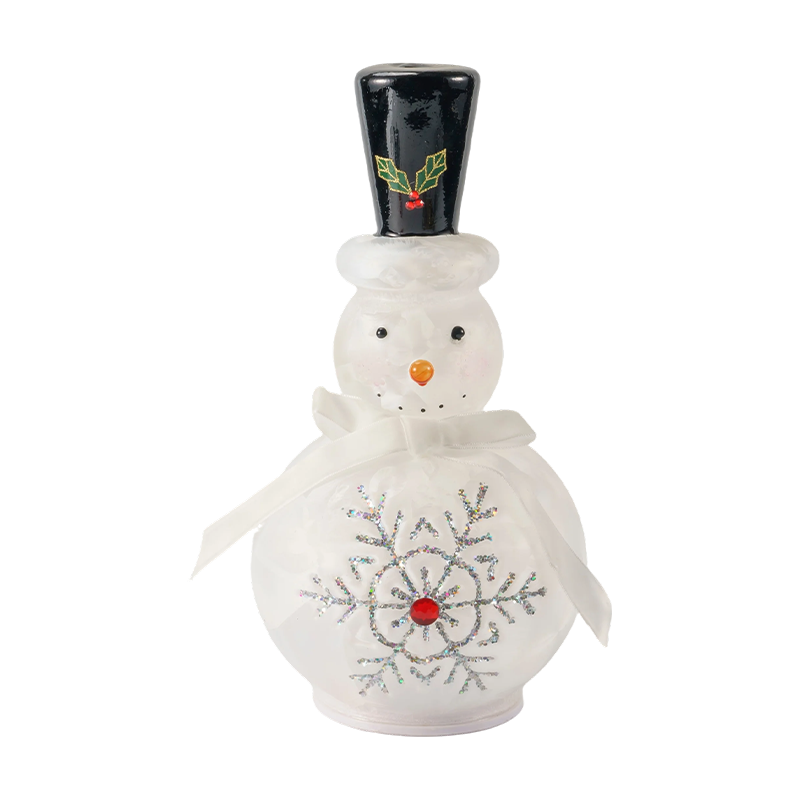 Festlig snømannfigur i glass (klar / matt hvit finish)