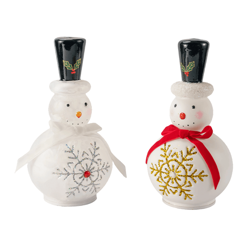 Festlig snømannfigur i glass (klar / matt hvit finish)