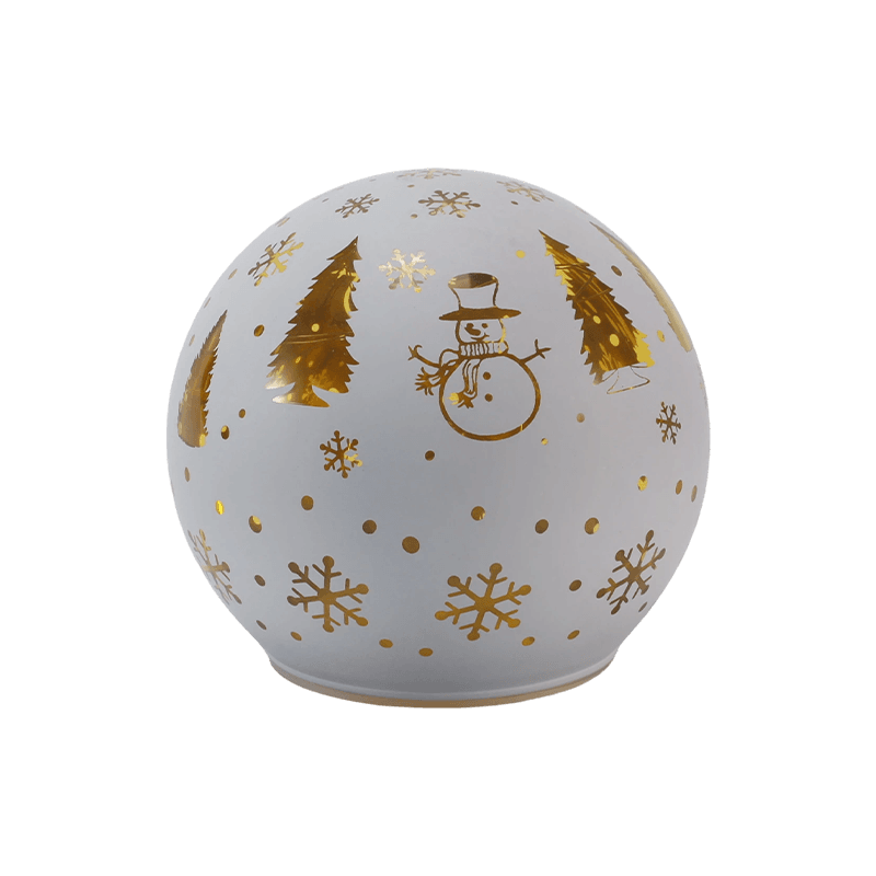 Festlig glassklodelys (iriserende / juletre / nattscene / snømannstiler)