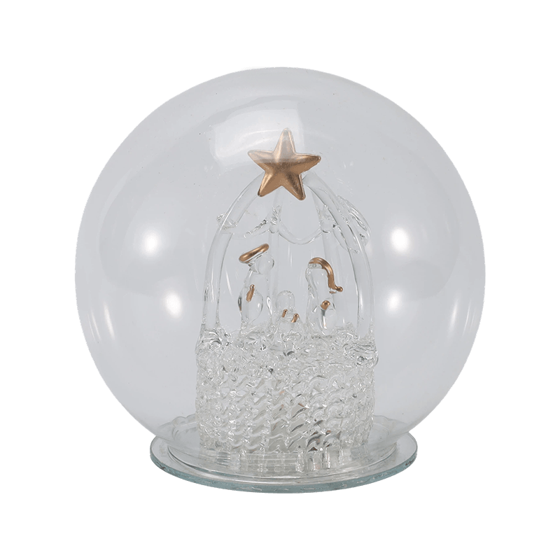 Festlig glass Cloche & Globe Light (Engel / Nativity / Juletre / Deer Forest Styles)