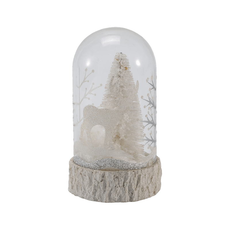 Festlig glass Cloche & Globe Light (Engel / Nativity / Juletre / Deer Forest Styles)