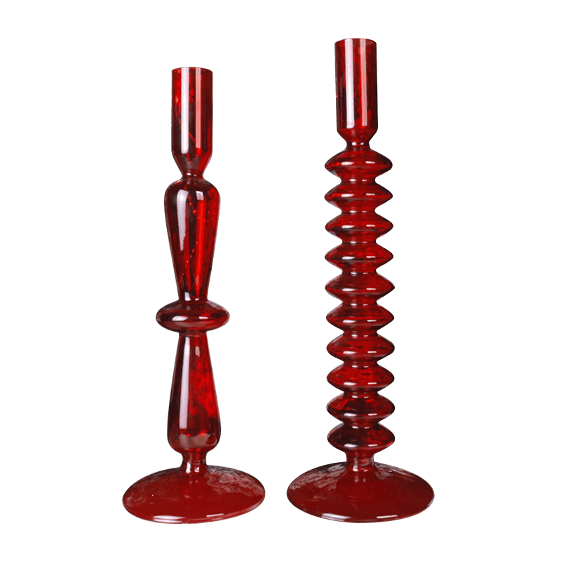 18 cm håndblåst glass lysestake holder Holiday bordplate dekor