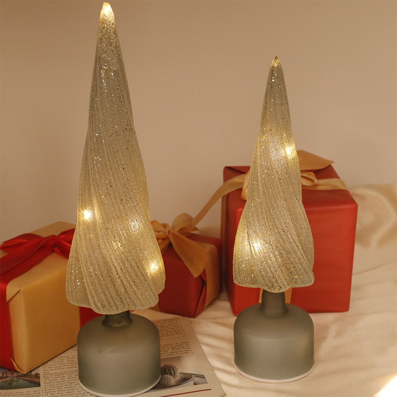 10×25/10×30 Glass LED-opplyst juletre dekorativt ornament
