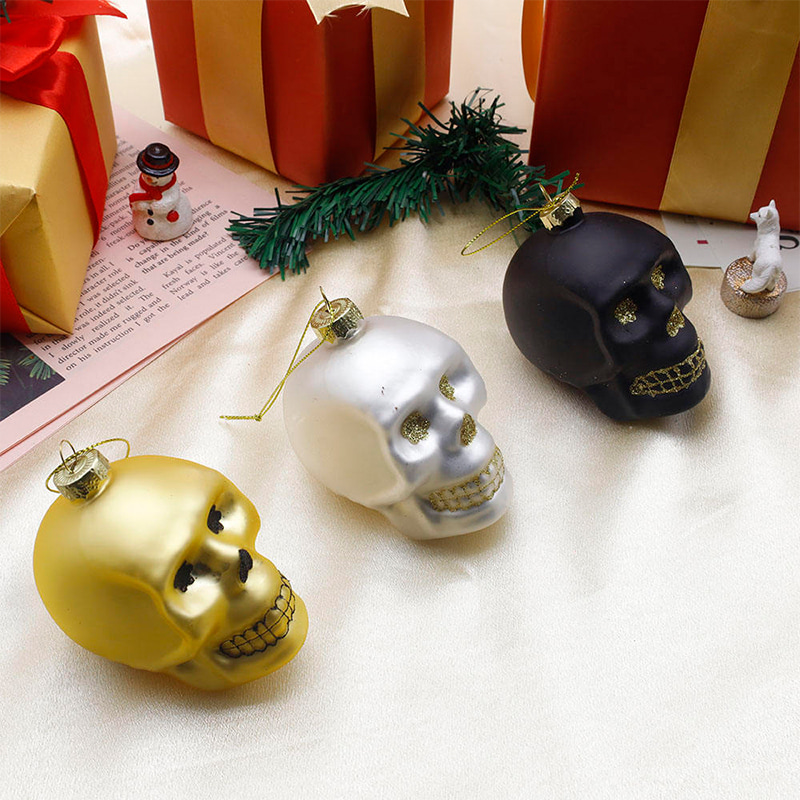 8*9 cm Halloween Glass Skull Ornament Set