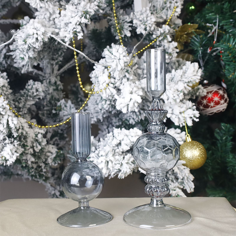18 cm håndblåst glass lysestake holder Holiday bordplate dekor