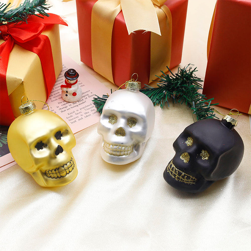 8*9 cm Halloween Glass Skull Ornament Set