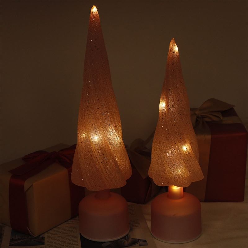 10×33 cm & 10×38 cm Størrelser Festlig roterbart glass juletre med LED-lys
