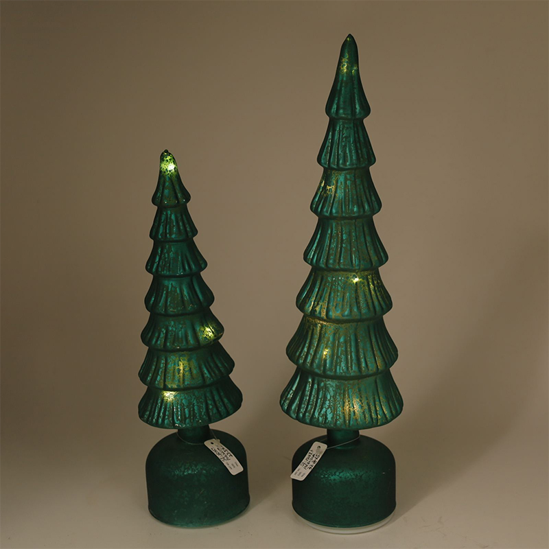 10×25/10×30 Glass LED-opplyst juletre dekorativt ornament