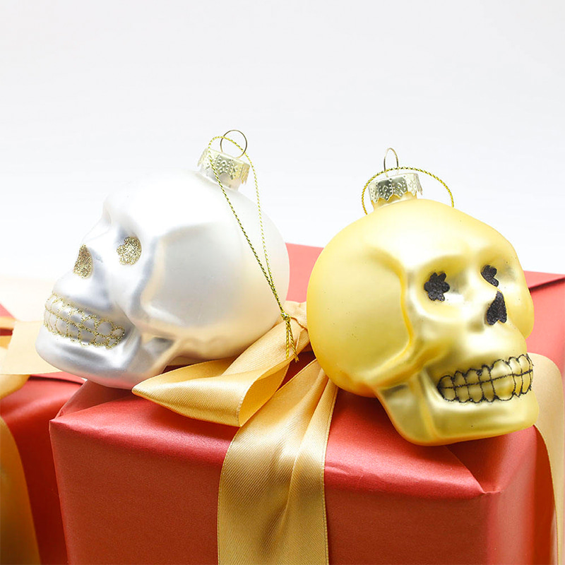8*9 cm Halloween Glass Skull Ornament Set