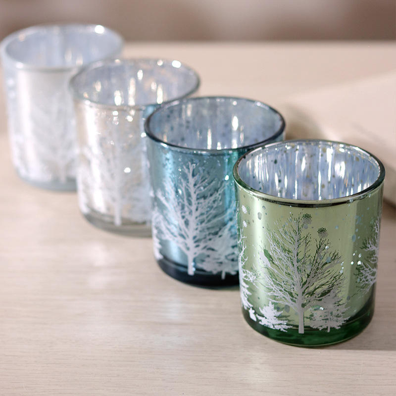 8*9 cm galvanisert utskåret glass lysestakeholderkopp festlig dekorutgave