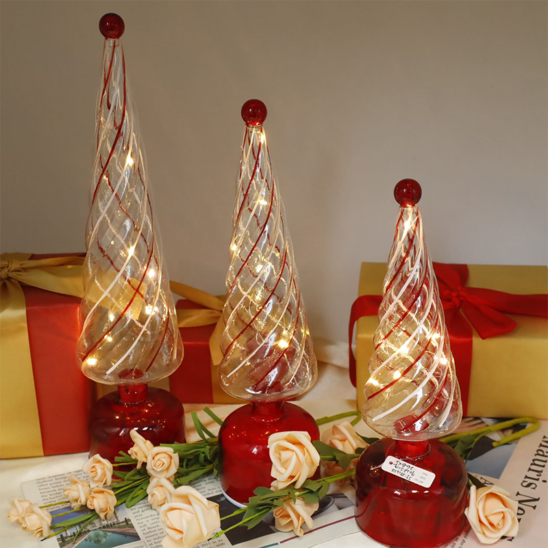 10×25/10×30 Glass LED-opplyst juletre dekorativt ornament