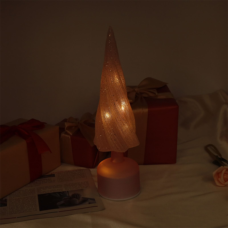 10×33 cm & 10×38 cm Størrelser Festlig roterbart glass juletre med LED-lys