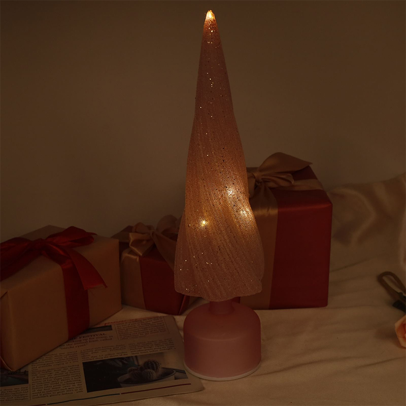 10×33 cm & 10×38 cm Størrelser Festlig roterbart glass juletre med LED-lys