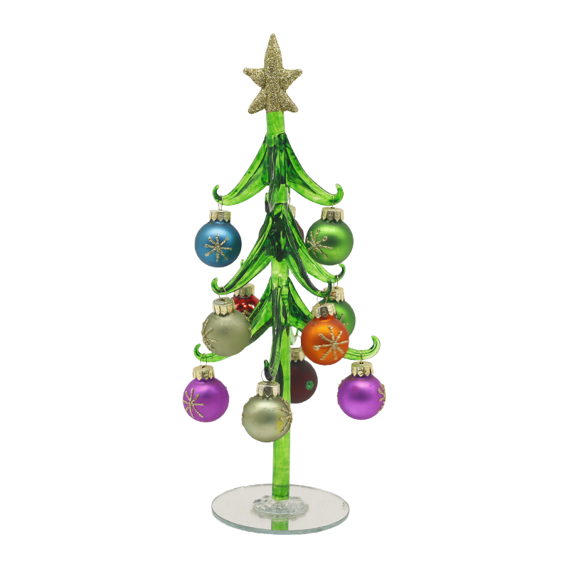 10×25 cm og 10×30 cm Festlig glass juletre utsmykket med dekorative kuler alternativer