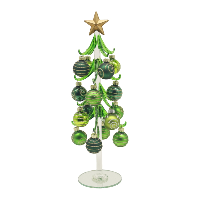 10×25 cm og 10×30 cm Festlig glass juletre utsmykket med dekorative kuler alternativer