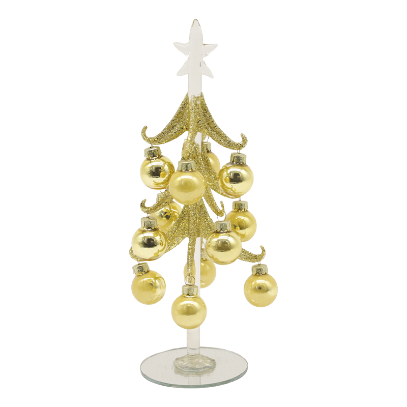 10×25 cm og 10×30 cm Festlig gullglassjuletre utsmykket med dekorative kuler-alternativer