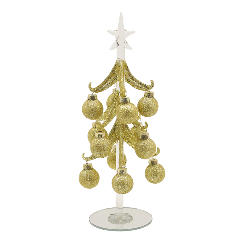 10×25 cm og 10×30 cm Festlig gullglassjuletre utsmykket med dekorative kuler-alternativer